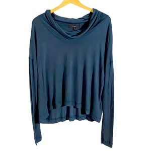 Sanctuary Clothing Teal Cowl Neck Knit Top, Size Large